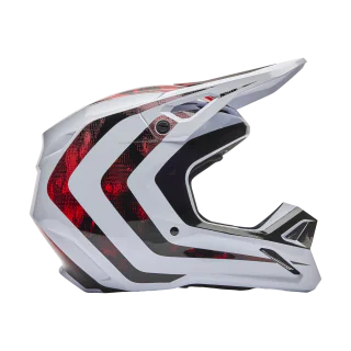 Fox Motocross Helmet V1 Kairos - White / Fluo Red