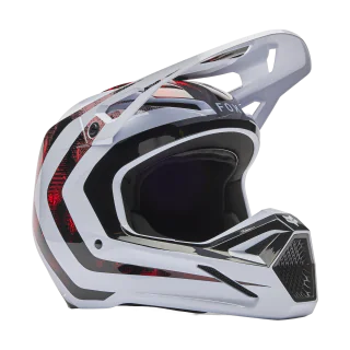 Fox Motocross Helmet V1 Kairos - White / Fluo Red