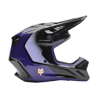 Fox Motocross Helmet V3 Drip - Black / Purple