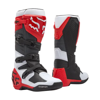 Fox Motocross Boots Comp - White / Fluo Red