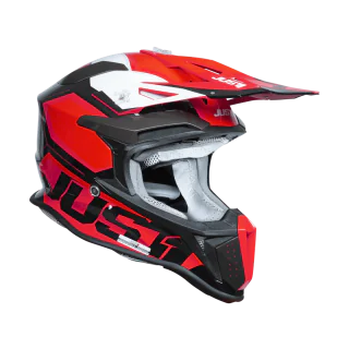 Just1 Motocross Helmet J18F Hexa - Red / White / Black / Titanium