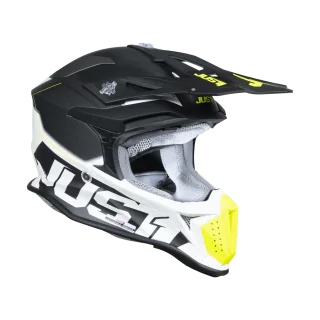 Just1 Motocross Helmet J18F Hexa - Black / Grey / Fluo Yellow / White