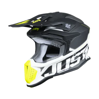 Just1 Motocross Helmet J18F Hexa - Black / Grey / Fluo Yellow / White