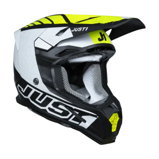 Just1 Motocross Helmet J22F Dynamo - Black / White / Fluo Yellow