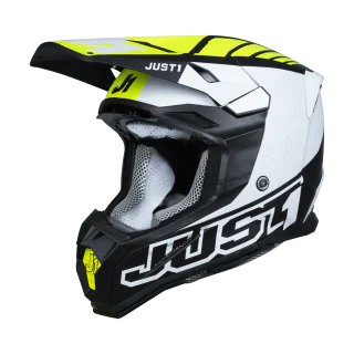 Just1 Motocross Helmet J22F Dynamo - Black / White / Fluo Yellow