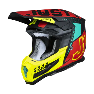 Just1 Motocross Helmet J22F Falcon - Red / Fluo Yellow / Black