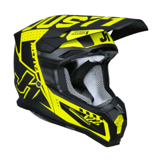 Just1 Motocross Helmet J22F Falcon - Black / Titanium / Fluo Yellow
