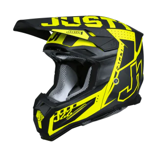 Just1 Motocross Helmet J22F Falcon - Black / Titanium / Fluo Yellow