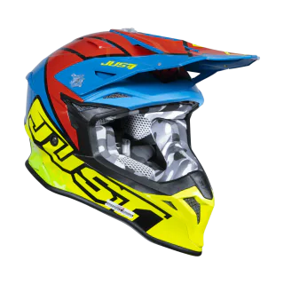 Just1 Motocross Helmet J39 Thruster - Fluo Yellow / Blue / Red / Black