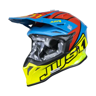 Just1 Motocross Helmet J39 Thruster - Fluo Yellow / Blue / Red / Black