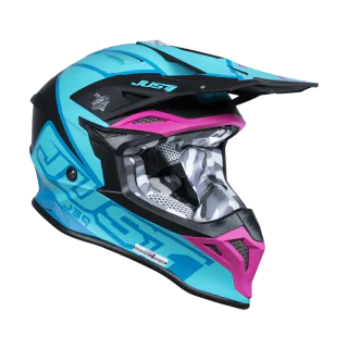 Just1 Motocross Helmet J39 Thruster - Black / Petrol / Blue / Fuxia