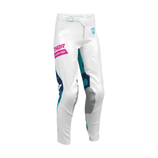 Thor Women Motocross Pants 2026 Launchmode Bleach - White / Aqua