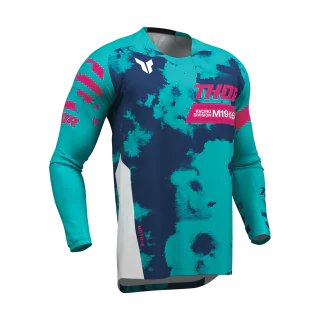 Thor Youth Motocross Jersey Launchmode Bleach - White / Aqua