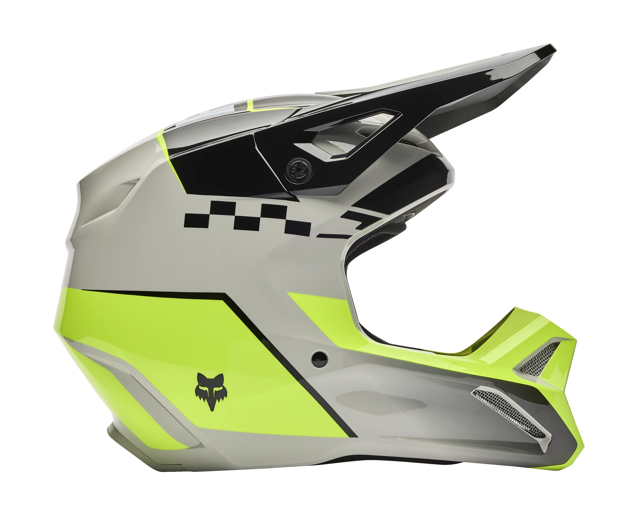 Fox Motocross Helmet V1 Collect - Grey / Yellow