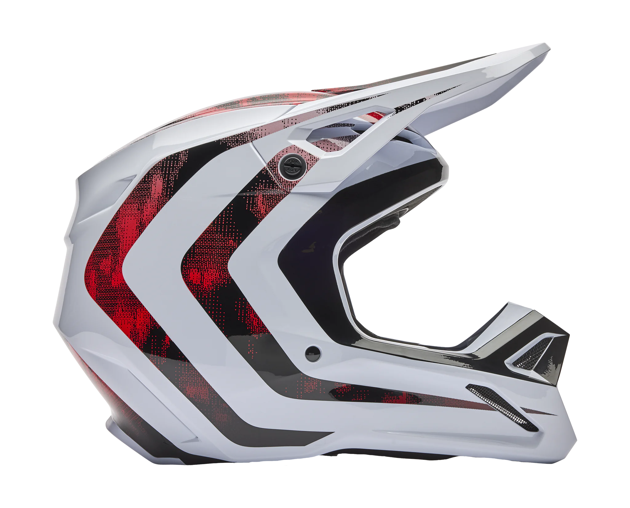 Fox Motocross Helmet V1 Kairos - White / Fluo Red