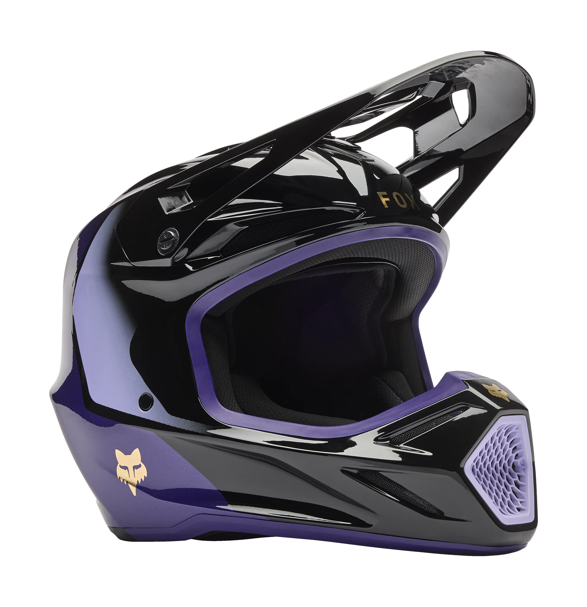 Fox Motocross Helmet V3 Drip - Black / Purple