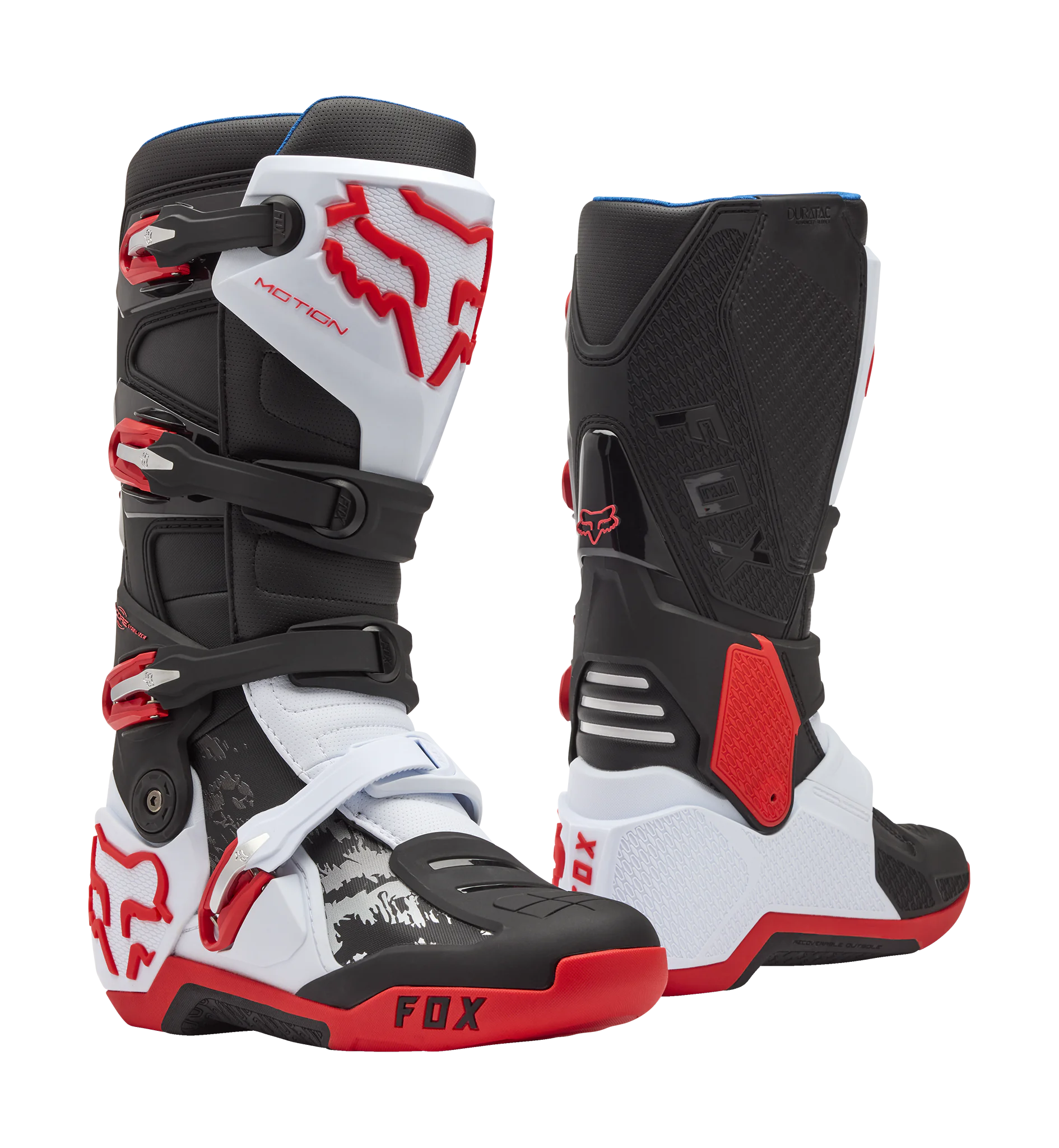 Fox Motocross Boots Motion - White / Fluo Red