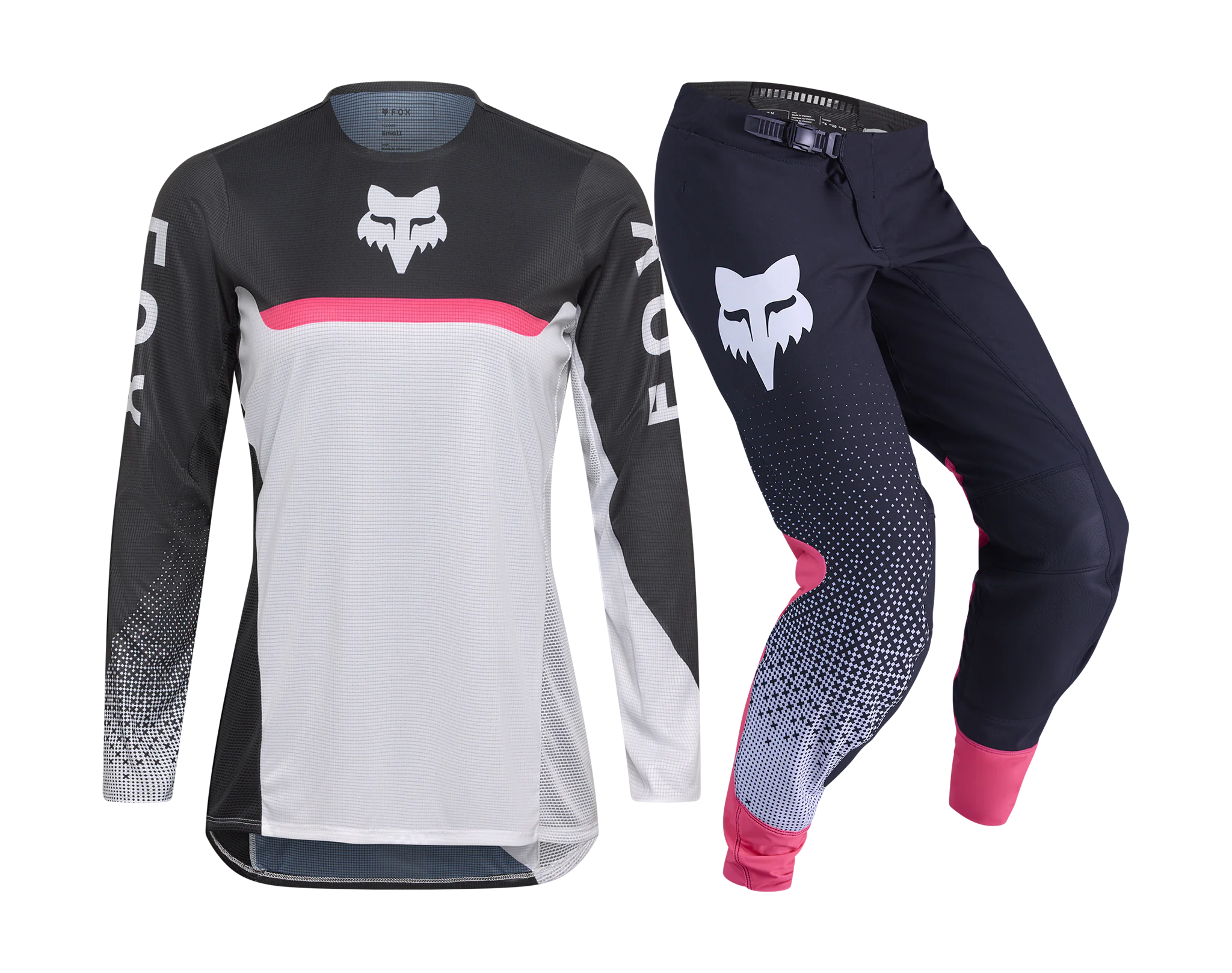 Fox Women Motocross Gear 2026 Flexair Fracture - White / Black