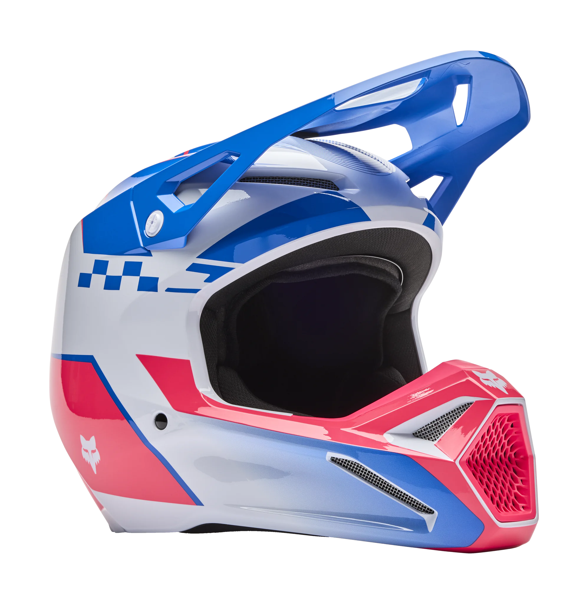 Fox Youth Motocross Helmet V1 Collect - Blue / Pink