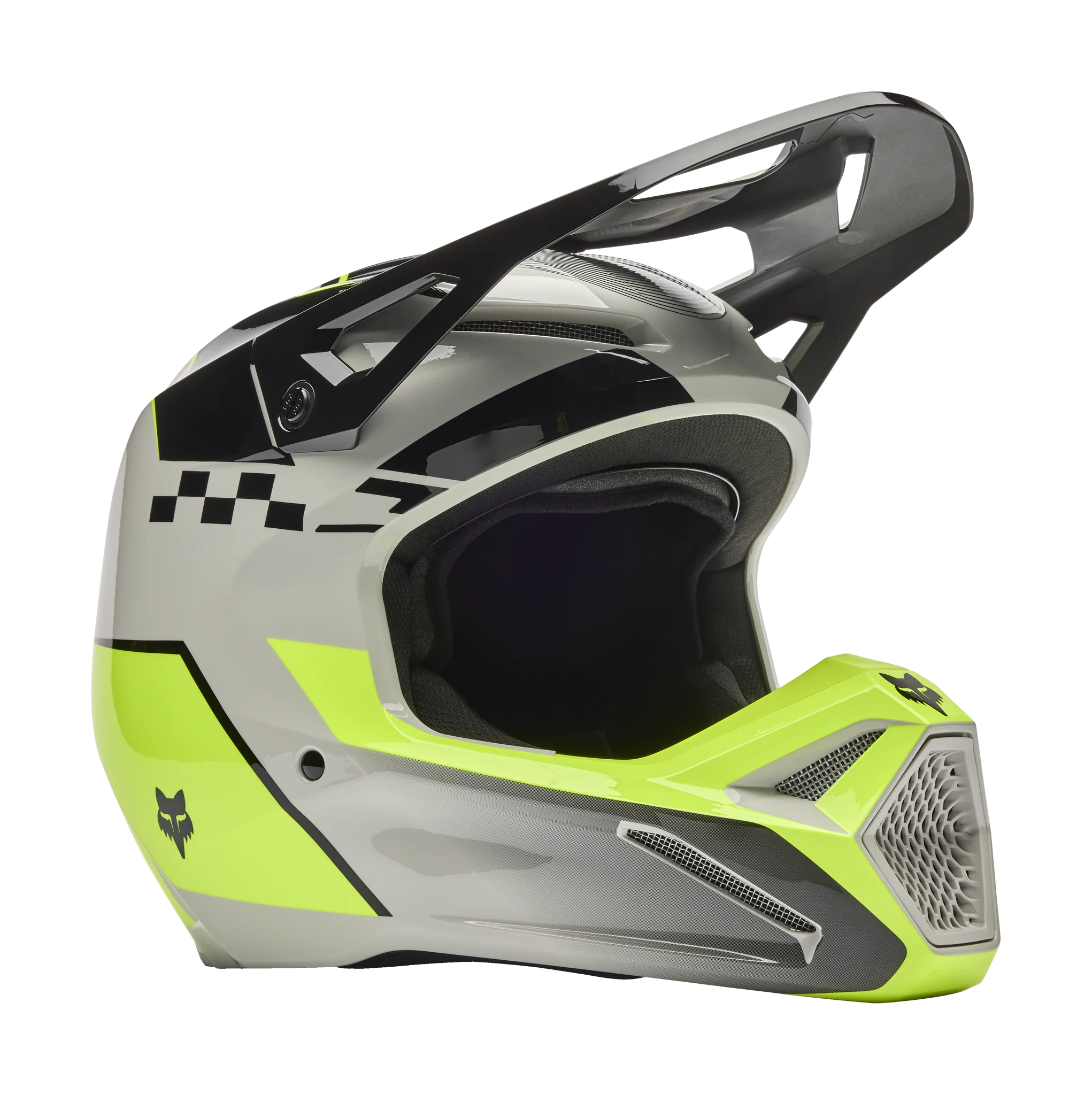 Fox Youth Motocross Helmet V1 Collect - Grey / Yellow
