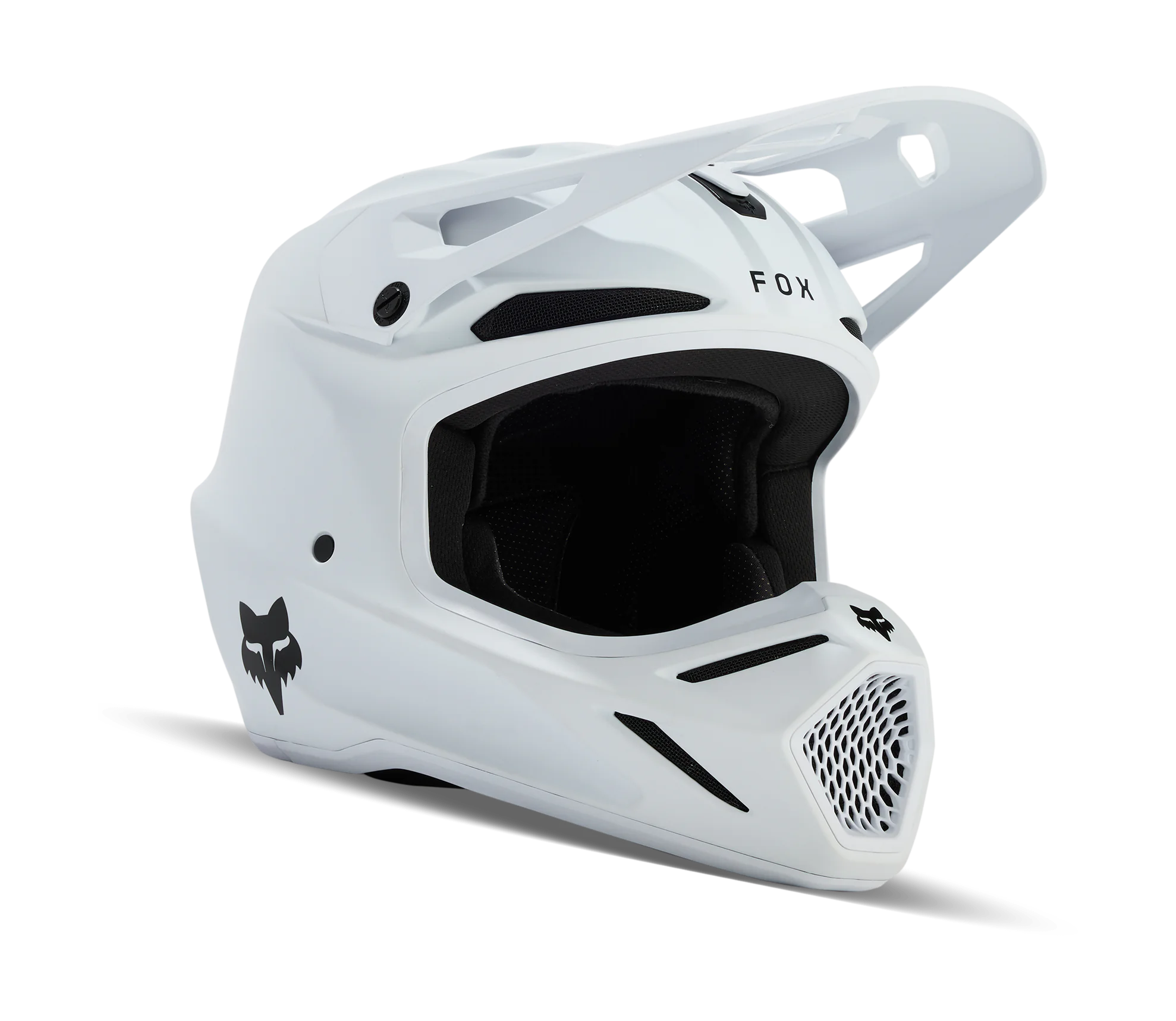 Fox Youth Motocross Helmet V3 Solid - Matte White
