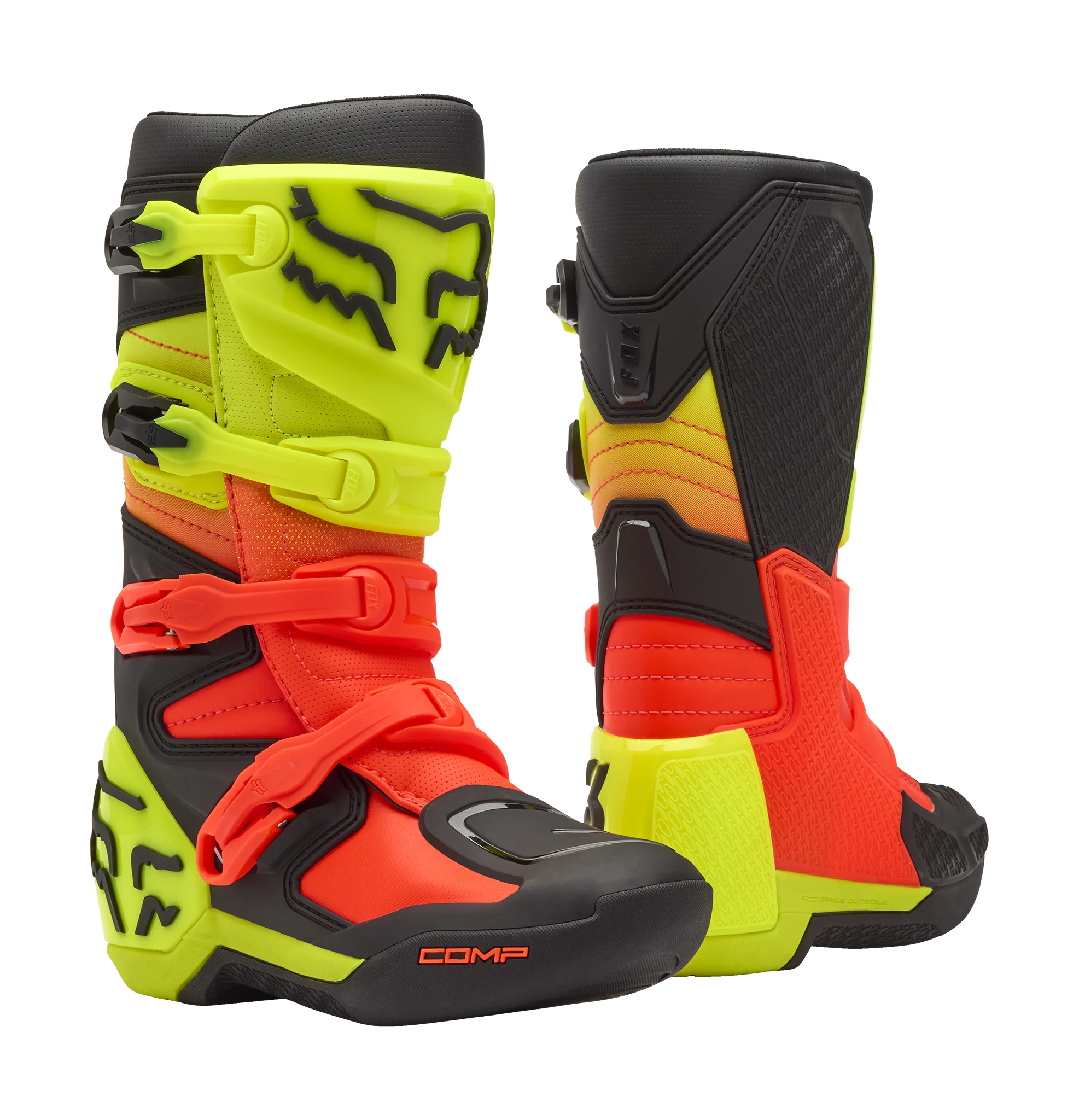 Fox Youth Motocross Boots Comp - Orange / Yellow