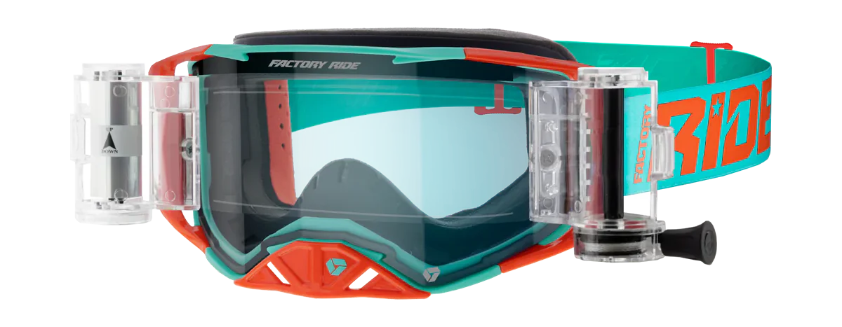 FXR Motocross Goggle Roll-Off Factory Ride - Pepper-Mint - Clear