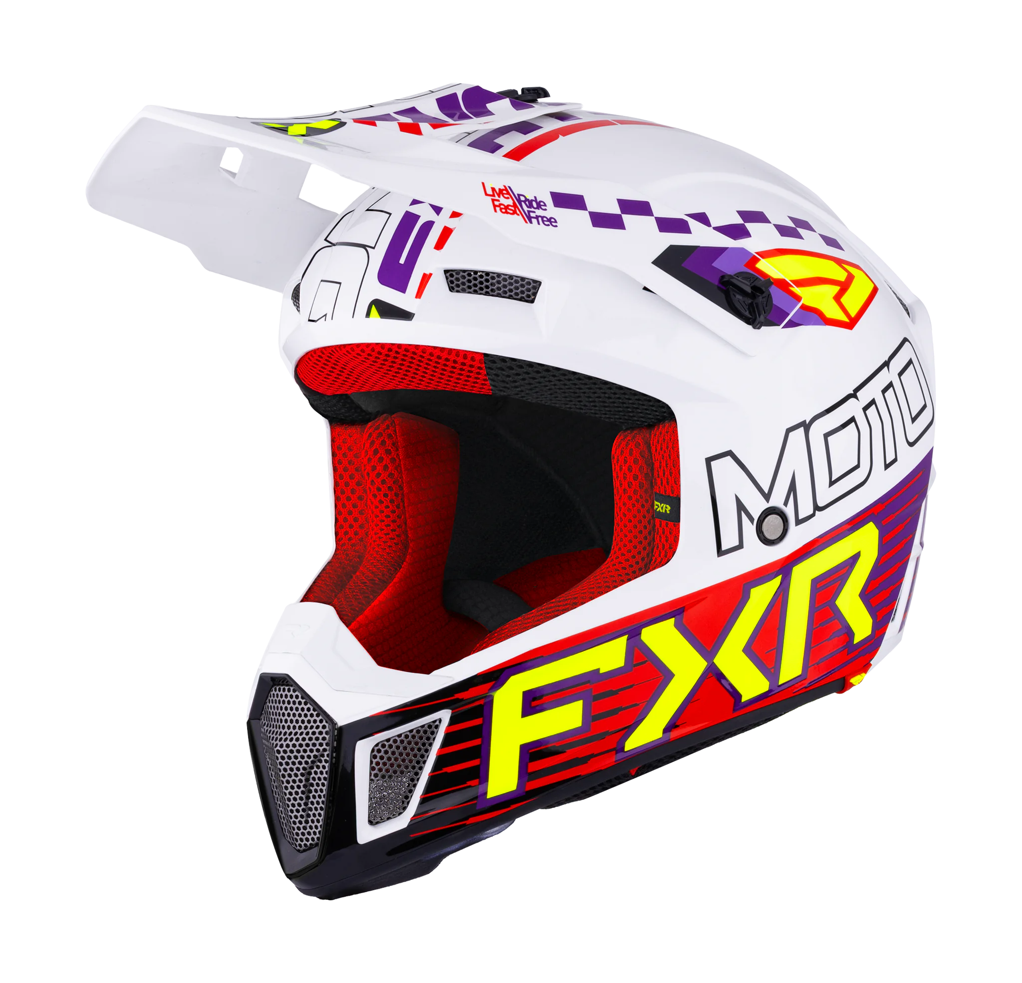 FXR Motocross Helmet Clutch Race Div - White / Purple / Red