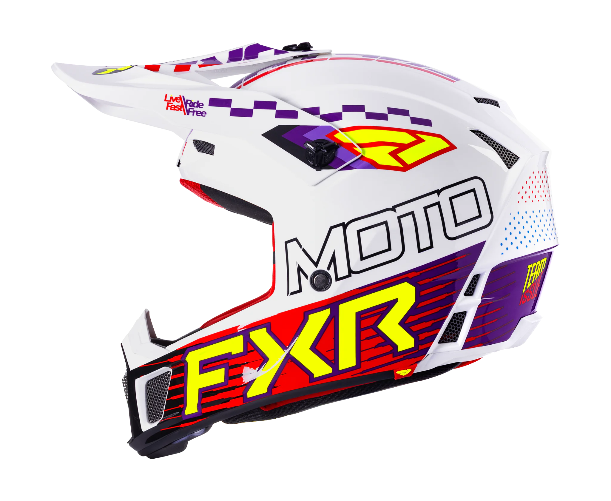 FXR Motocross Helmet Clutch Race Div - White / Purple / Red