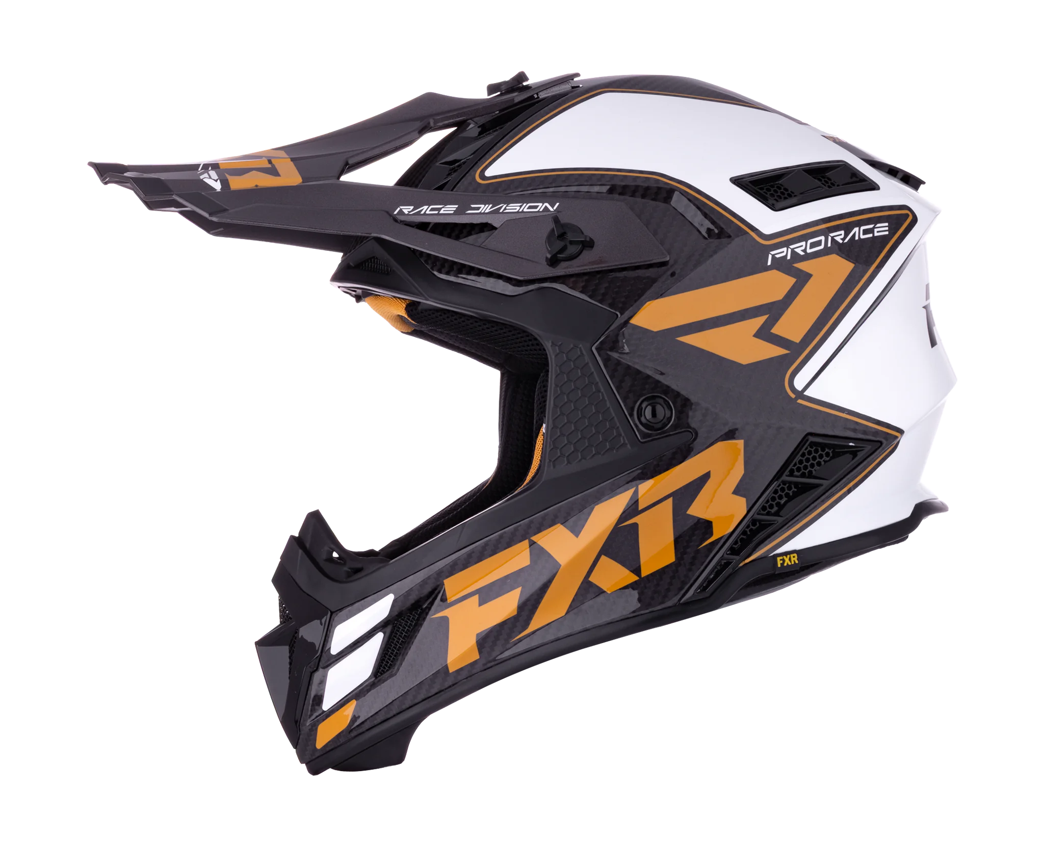 FXR Motocross Helmet Helium Carbon - Gold / White