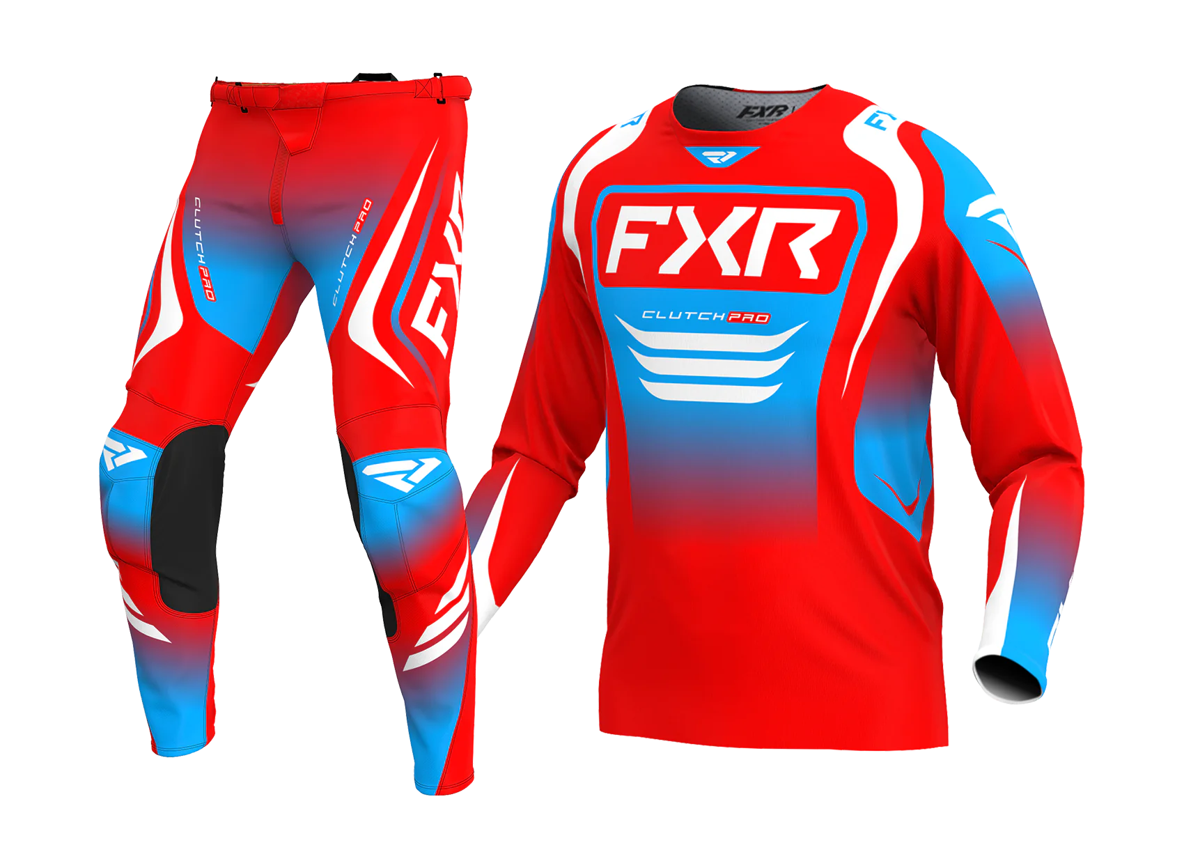 FXR Motocross Gear Clutch Pro - Red / White / Cyan