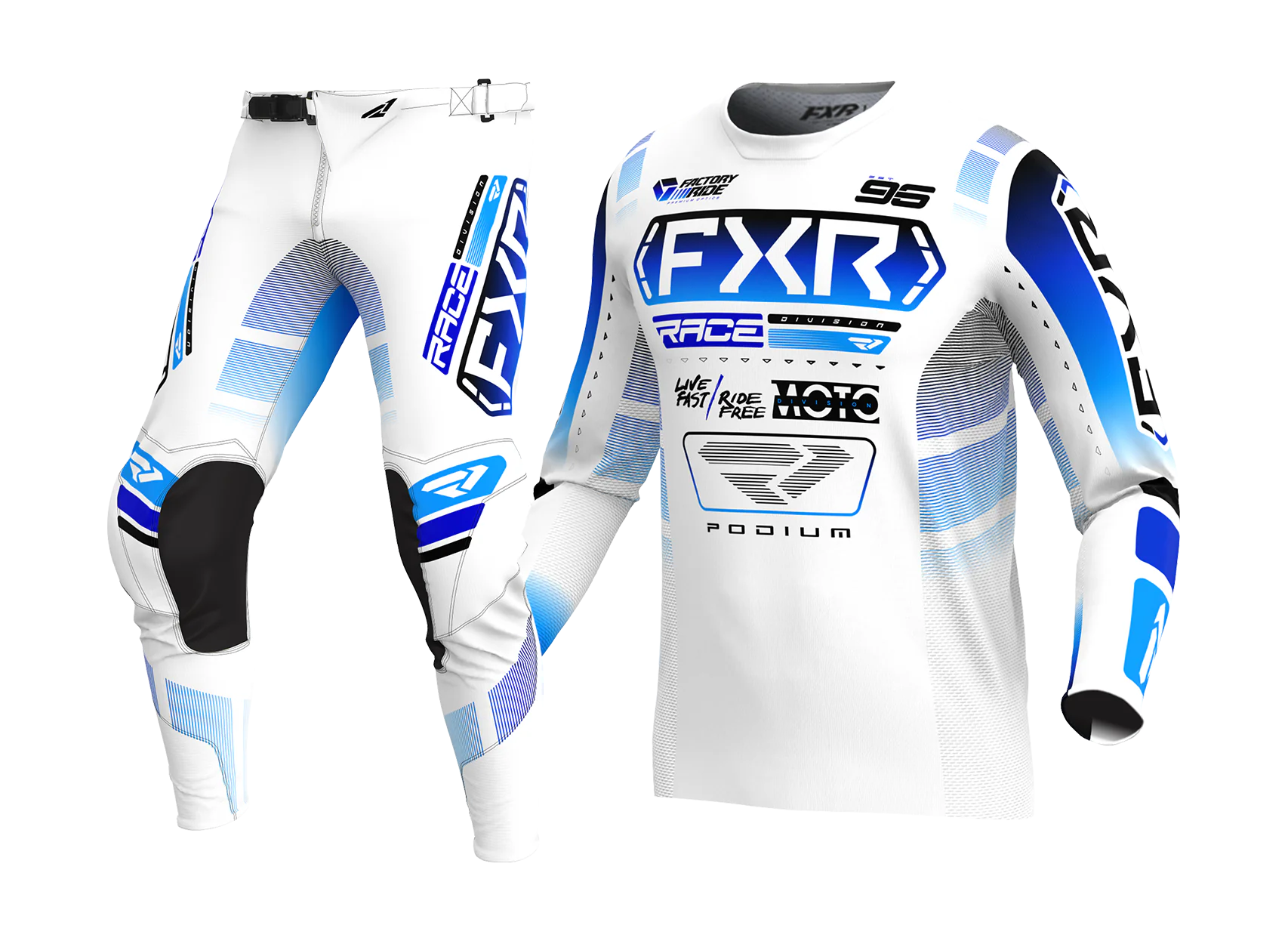 FXR Motocross Gear Podium - White / Blue
