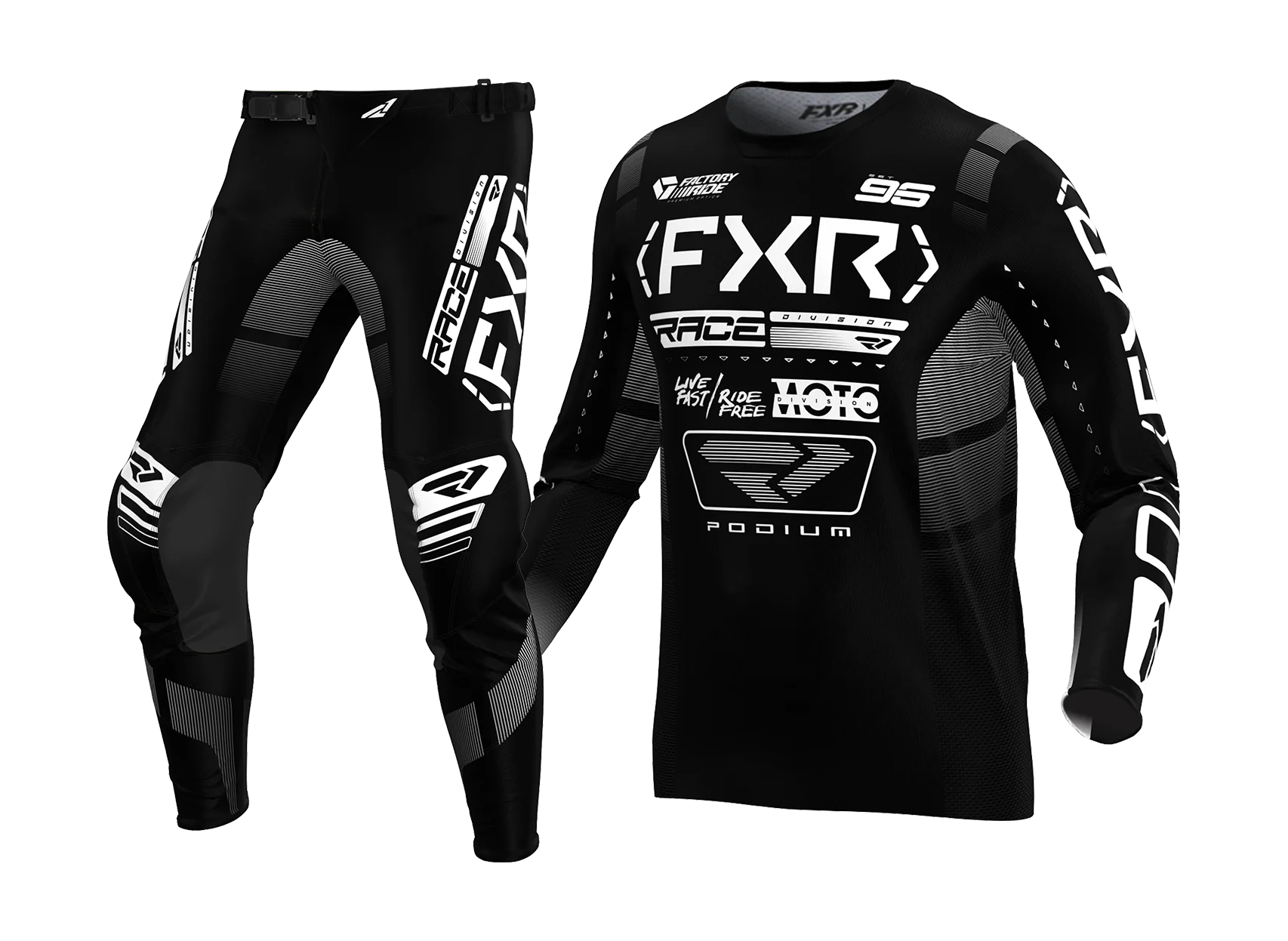 FXR Motocross Gear Podium - Black / White