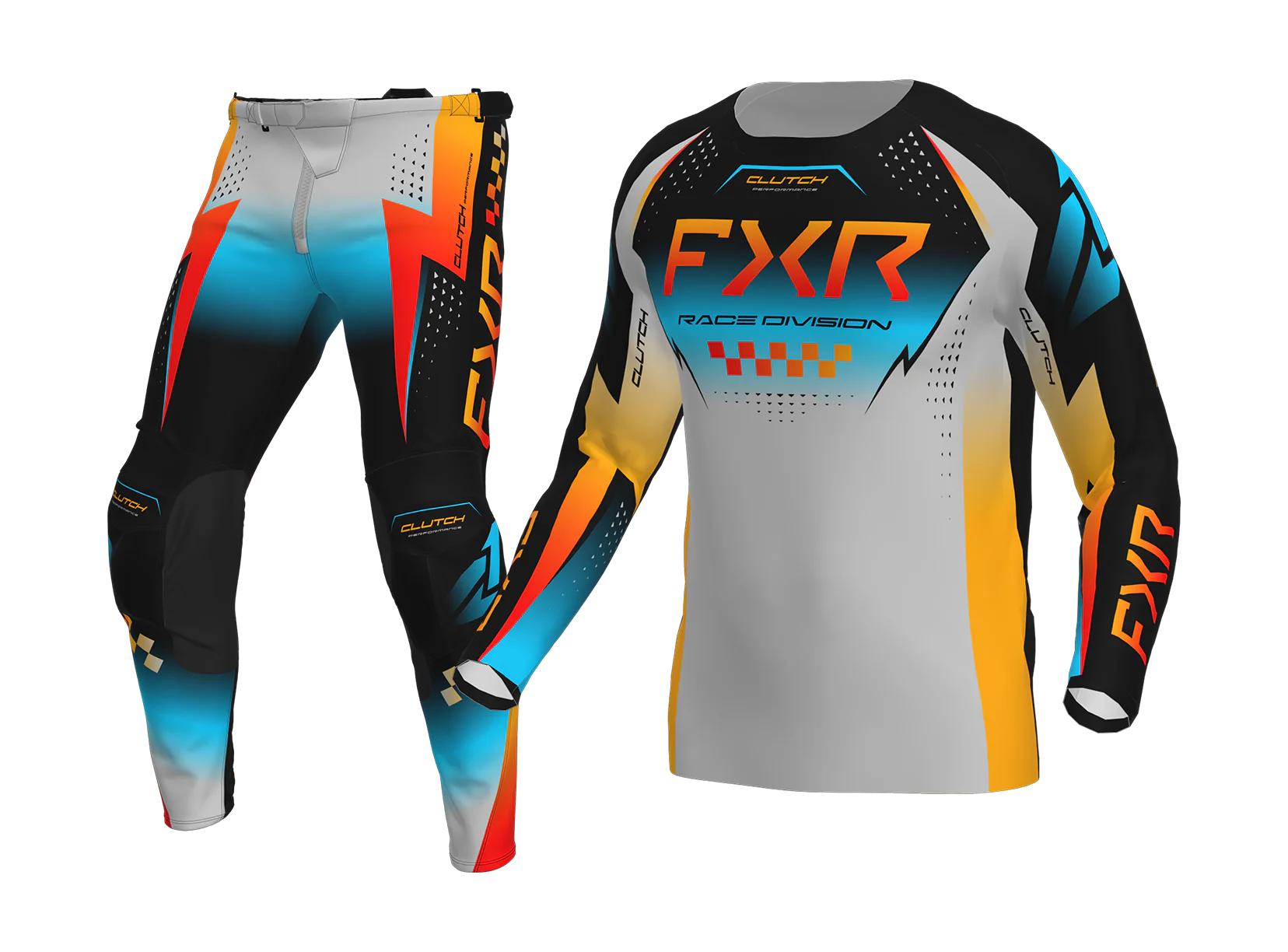 FXR Youth Motocross Gear 2026 Clutch Pro - Grey / Sky / Orange
