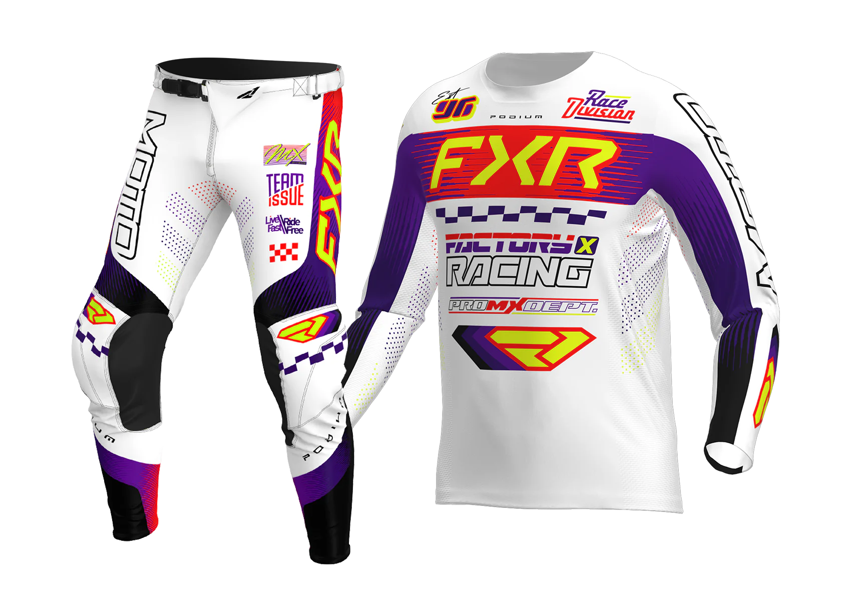 FXR Youth Motocross Gear 2026 Podium - White / Purple / Red