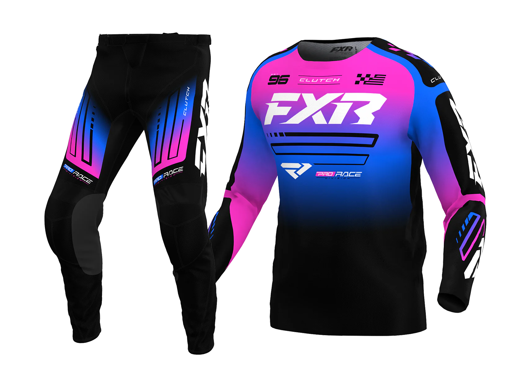 FXR Youth Motocross Gear Clutch - Black / Blue / Pink