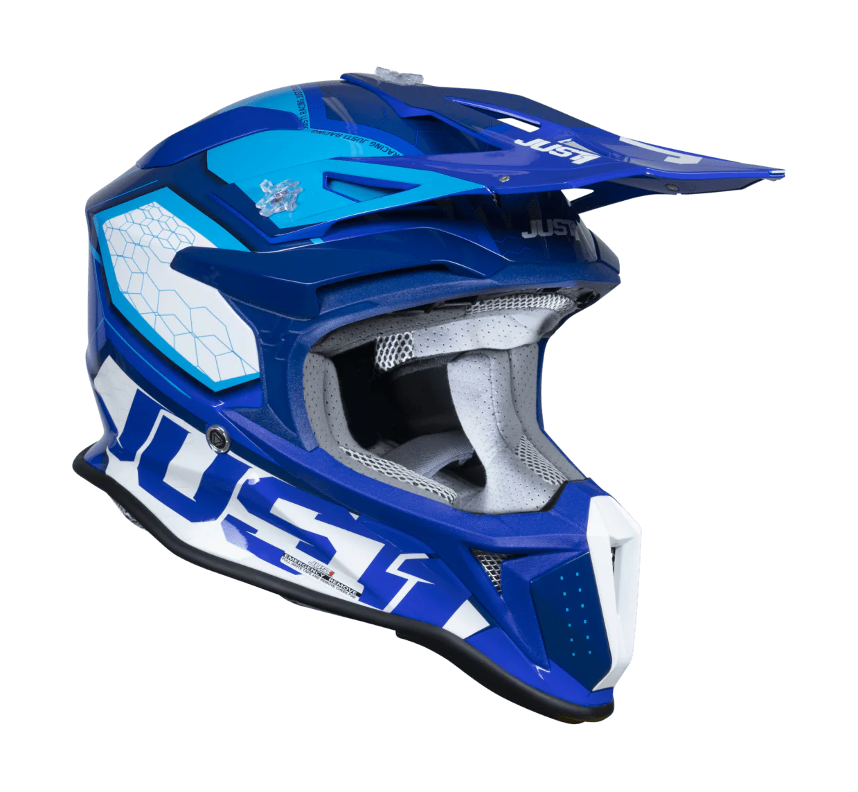 Just1 Motocross Helmet J18F Hexa - Blue / White