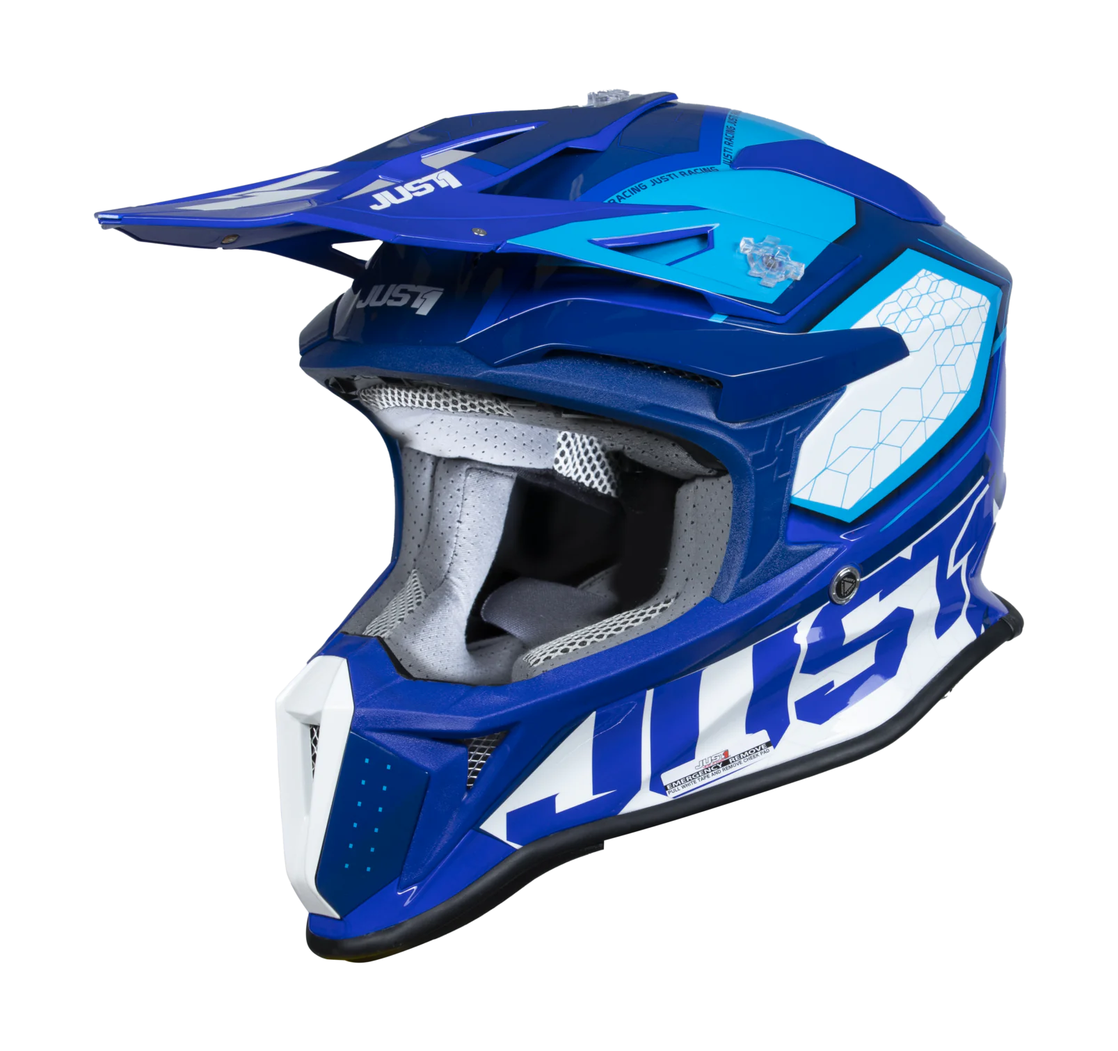 Just1 Motocross Helmet J18F Hexa - Blue / White