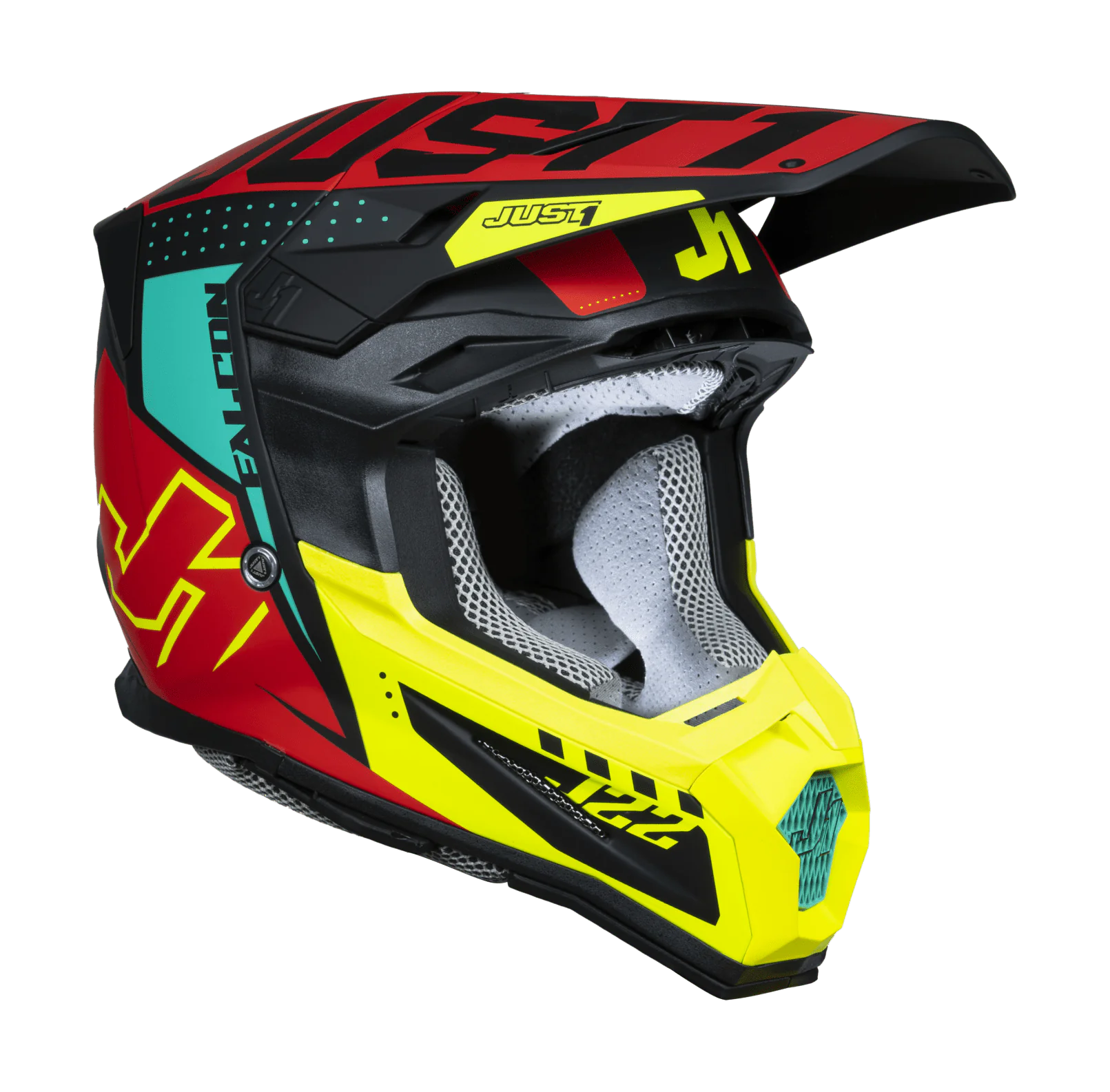 Just1 Motocross Helmet J22F Falcon - Red / Fluo Yellow / Black
