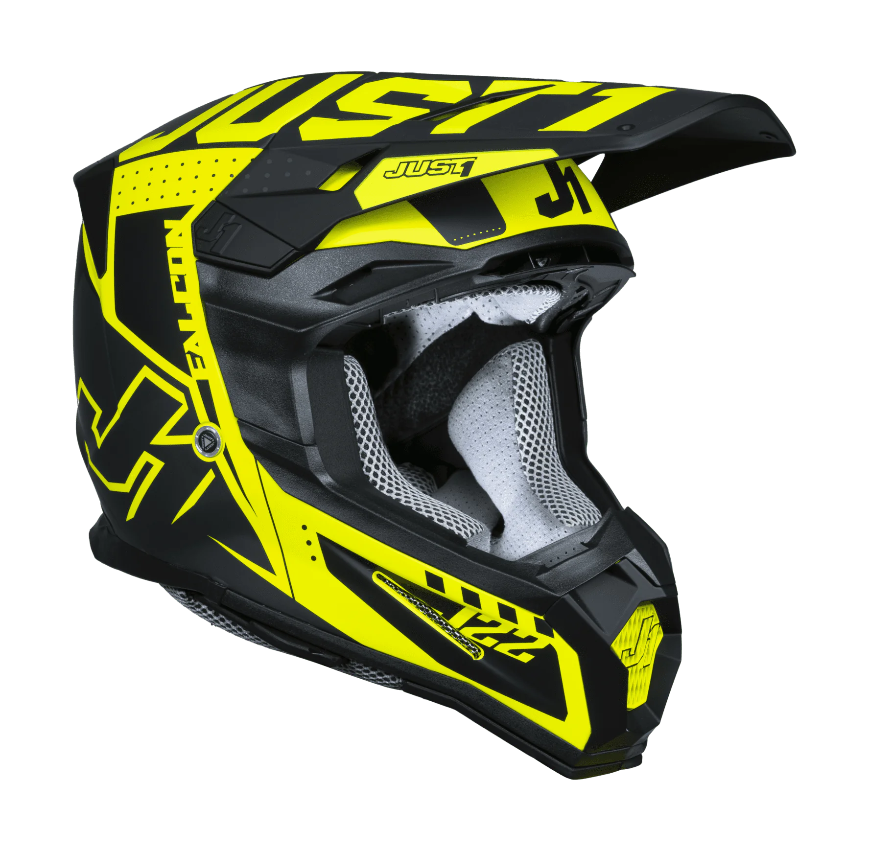 Just1 Motocross Helmet J22F Falcon - Black / Titanium / Fluo Yellow