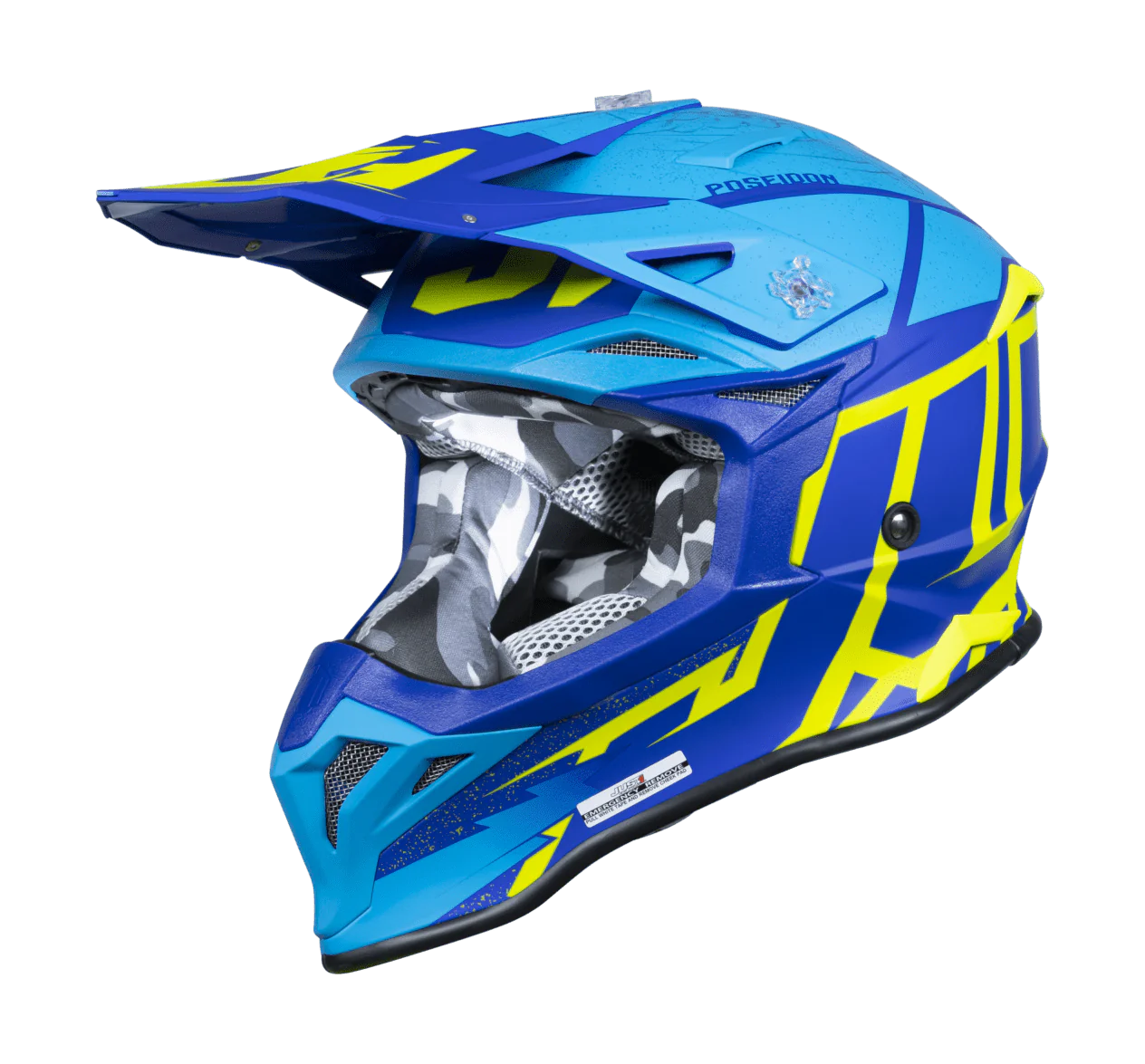 Just1 Motocross Helmet J39 Poseidon - Blue / Fluo Yellow