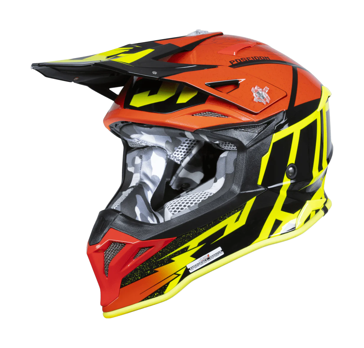 Just1 Motocross Helmet J39 Poseidon - Black / Fluo Yellow / Red