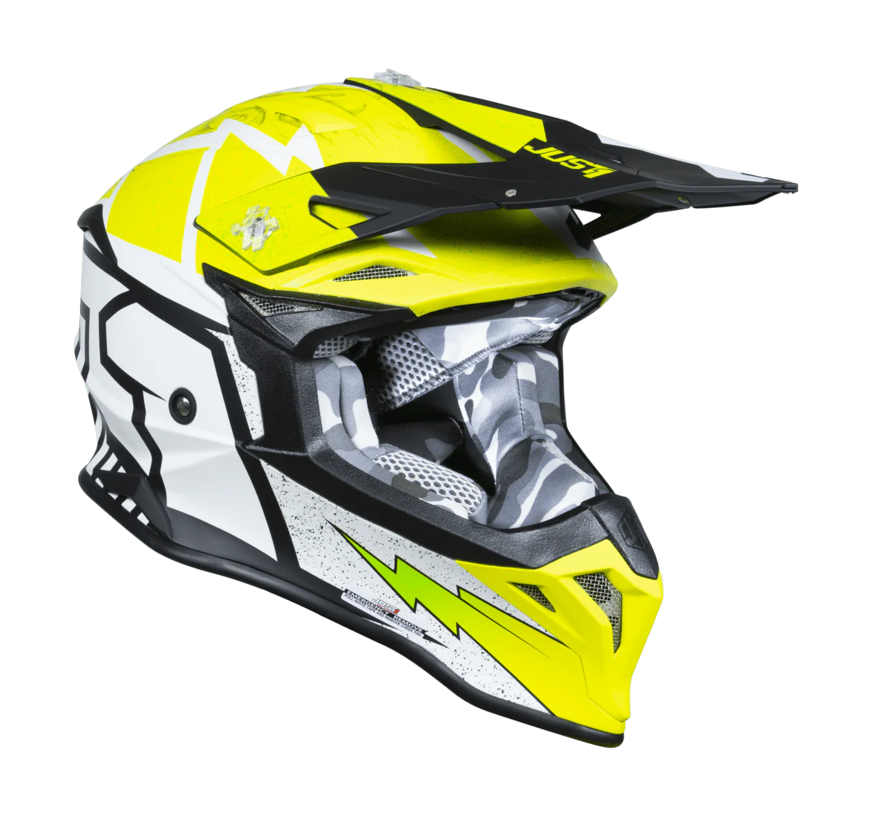 Just1 Motocross Helmet J39 Poseidon - Black / Fluo Yellow / White