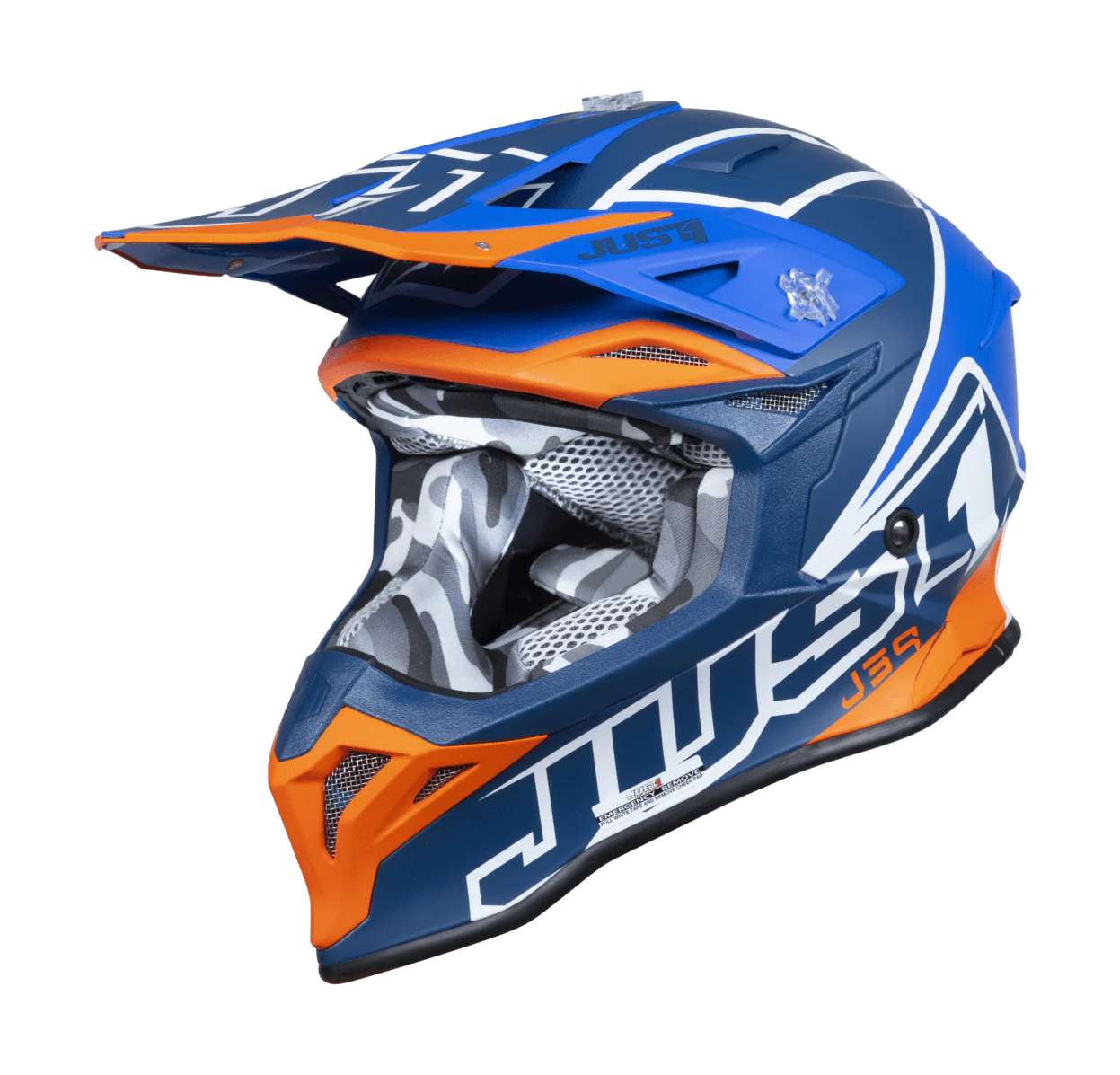 Just1 Motocross Helmet J39 Thruster - Blue / Orange / White
