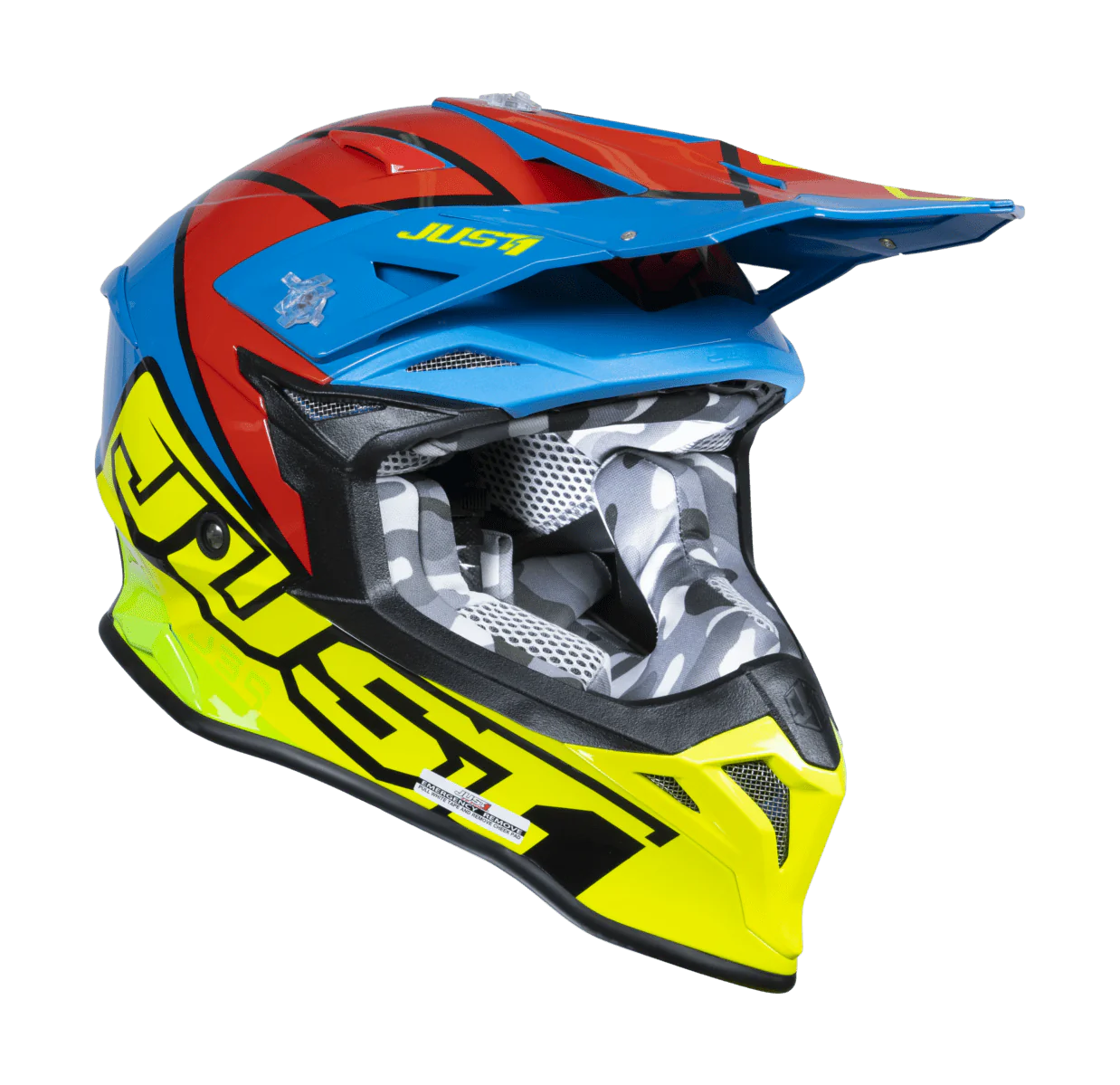 Just1 Motocross Helmet J39 Thruster - Fluo Yellow / Blue / Red / Black