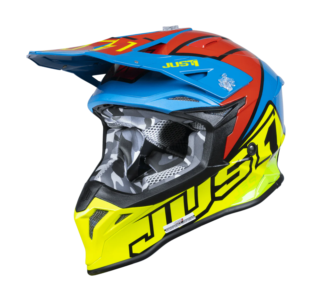 Just1 Motocross Helmet J39 Thruster - Fluo Yellow / Blue / Red / Black
