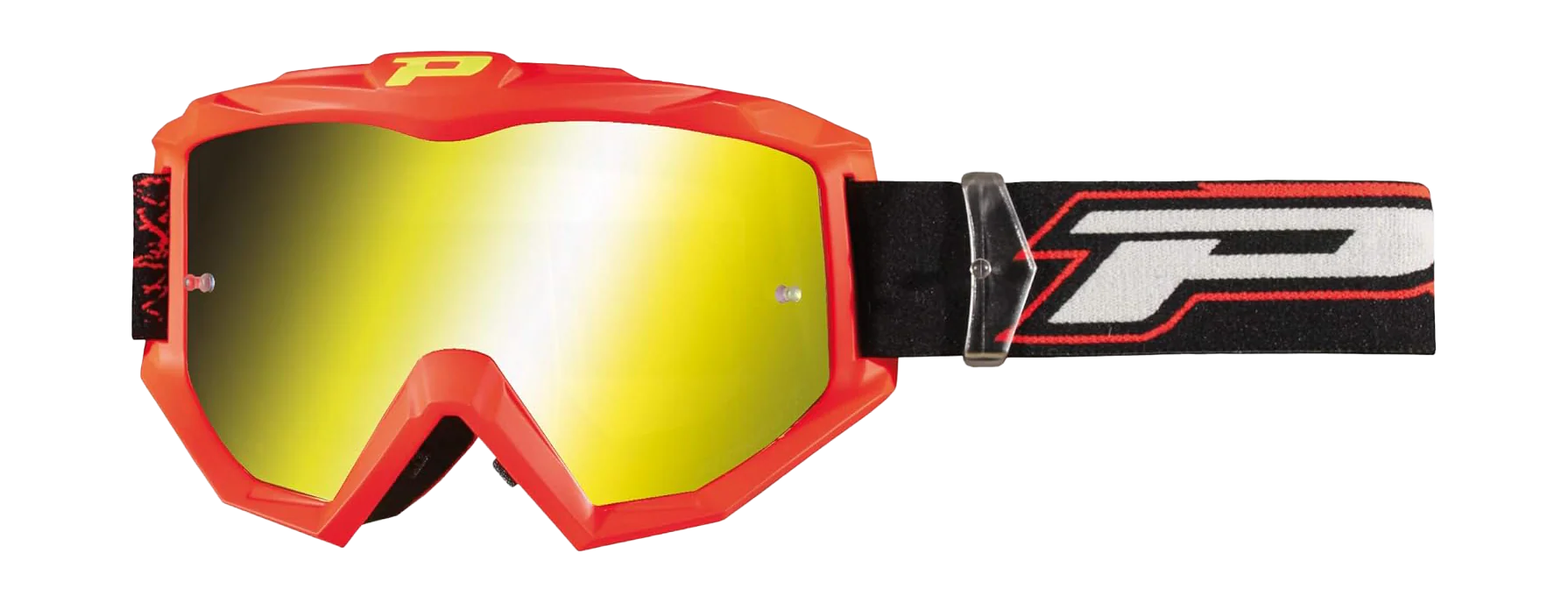 Progrip Motocross Goggle 3204 FL Shiny Side - Fluo Mat Red - Multilayered / Mirrored Yellow
