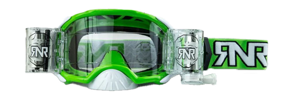 RNR Motocross Goggle Roll-Off Platinum WVS - Green - Clear