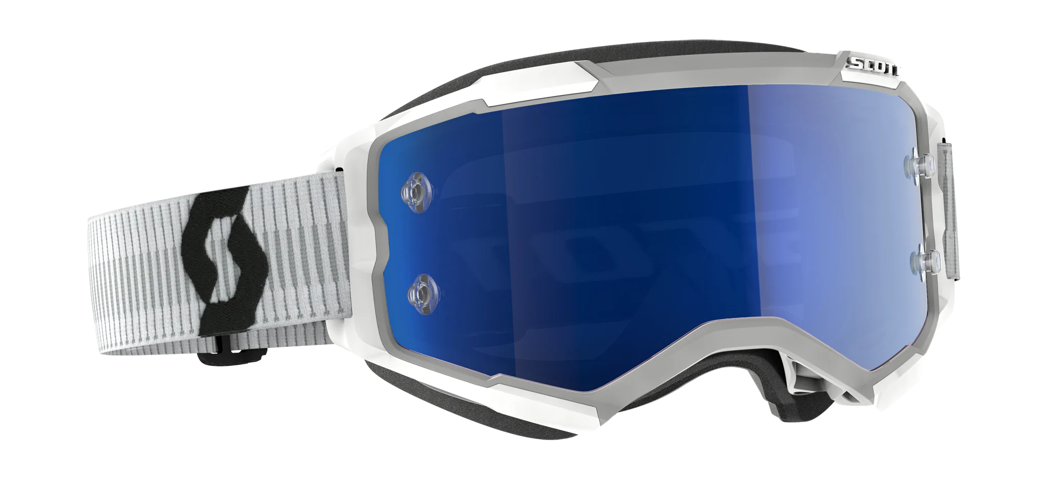 Scott Motocross Goggle Fury - White / Blue - Mirror Electric Blue