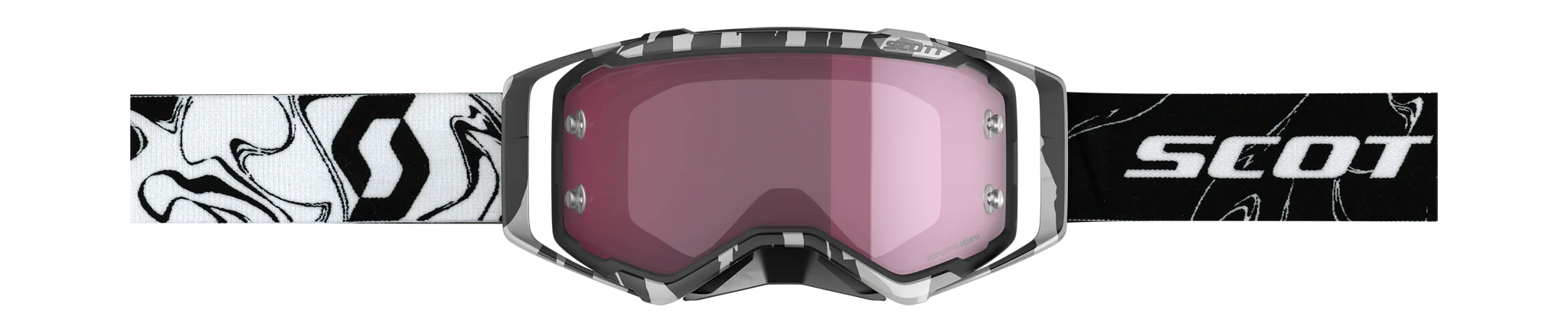 Scott Motocross Goggle Prospect Marbl - Black / White - Amplifier Mirror Rose